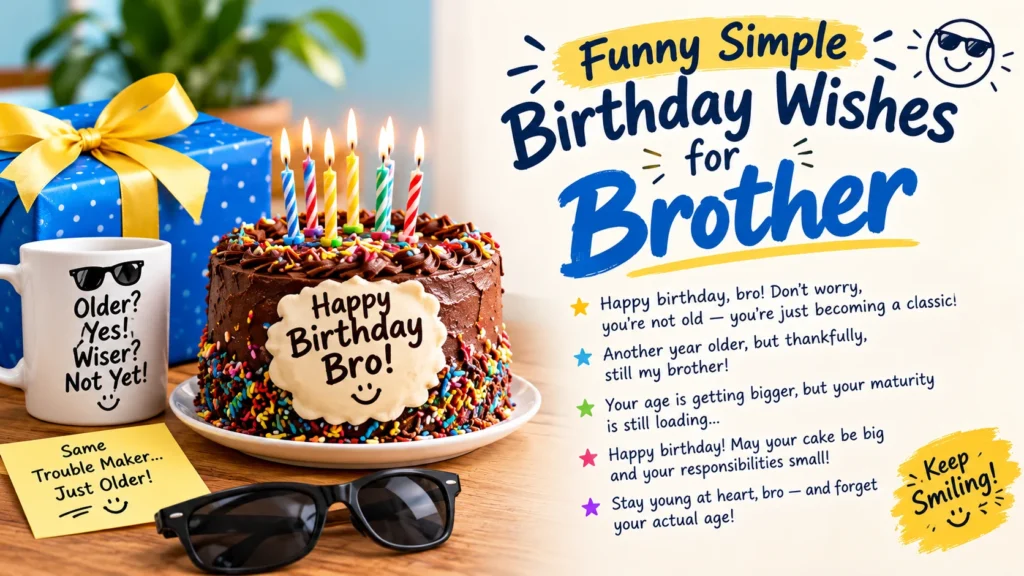 Funny Simple Birthday Wishes for Brother