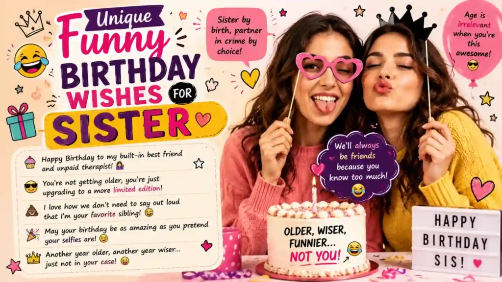 Unique Funny Birthday Wishes for Sister
