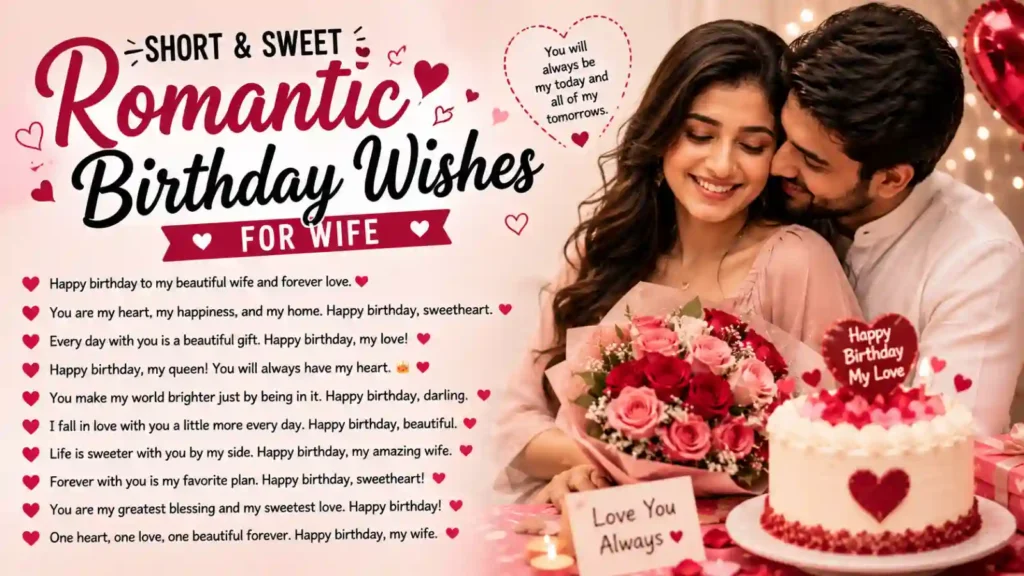 Short & Sweet Romantic Birthday Wishes for Wife
