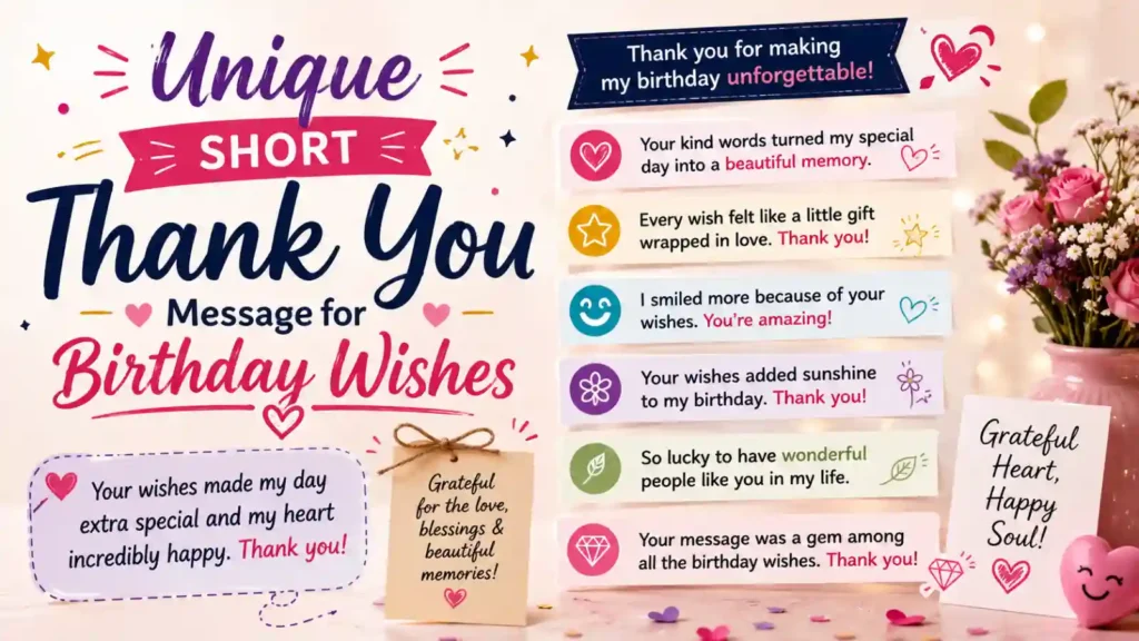 Unique Short Thank You Message for Birthday Wishes