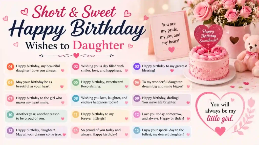  Short & Sweet Happy Birthday Wishes to Daughter
