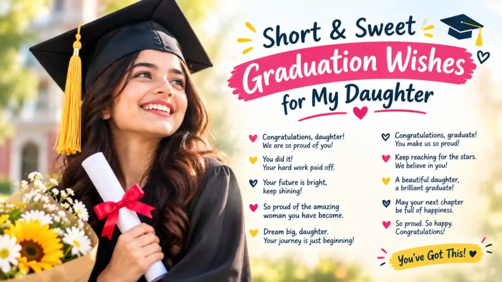 Short & Sweet Graduation Wishes for Daughter