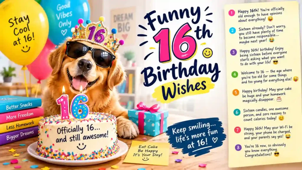  Funny 16th Birthday Wishes