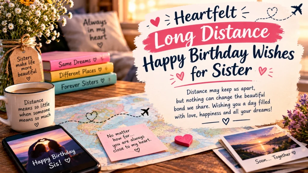 ❤️ Heartfelt Long Distance Happy Birthday Wishes for Sister