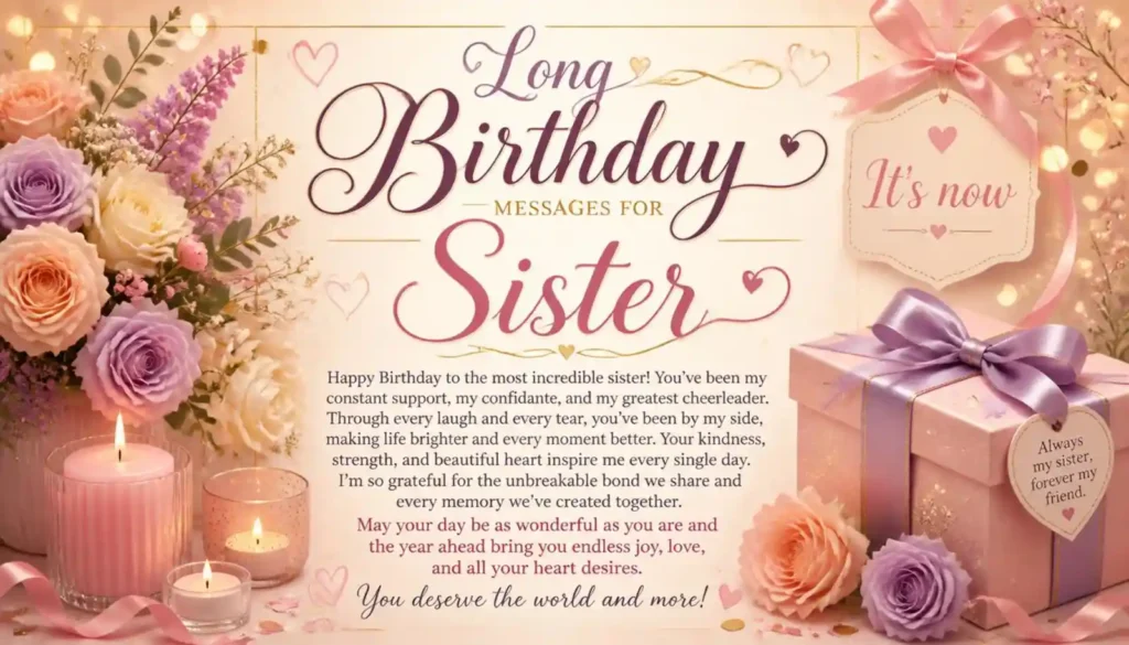 Long Birthday Messages for Sister