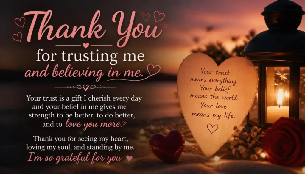 Romantic Thank You for Trusting and Believing in Me Quotes